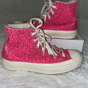 Converse Pink Leather "My Story" Sneakers
